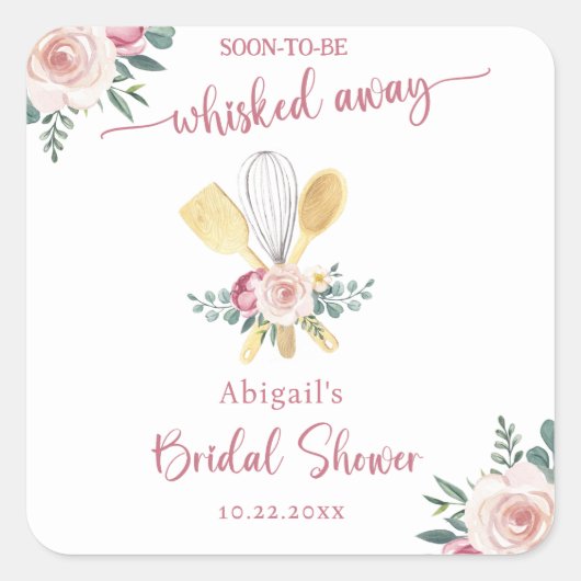 BINNENKORT ONTVOERD BRIDAL SHOWER VIERKANTE STICKER (Voorkant)