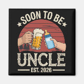 Binnenkort Oom 2026 Retro Zwangerschapsaankondigin Magneet (Voorkant)