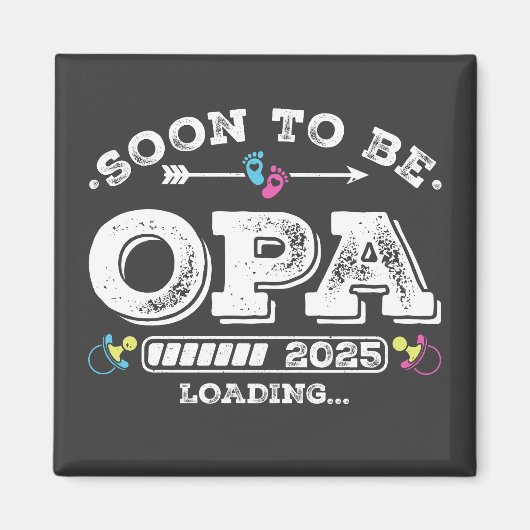Binnenkort opa 2025 Loading Square Magneet (Voorkant)