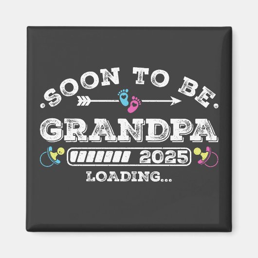 Binnenkort Opa 2025 Opladen Vierkant Magneet (Voorkant)