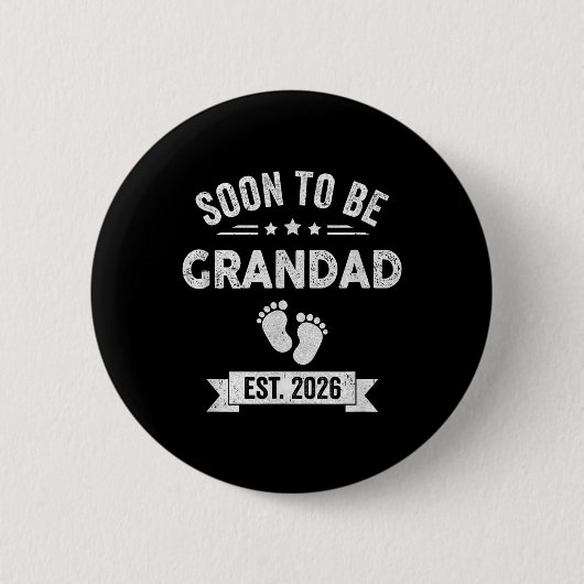 Binnenkort opa 2026 Vaderdag Eerste keer Gra Ronde Button 5,7 Cm (Voorkant)