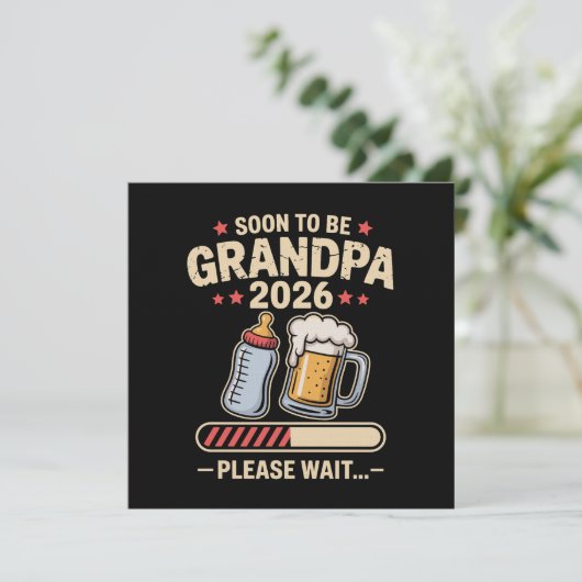 Binnenkort Opa Est 2026 Baby Aankondiging (Staand voorkant)