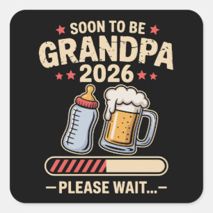 Binnenkort Opa Est 2026 Baby Aankondiging Vierkante Sticker