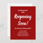 Binnenkort opnieuw openen Bedrijfsbekendmaking roo Briefkaart (Voorkant / Achterkant)