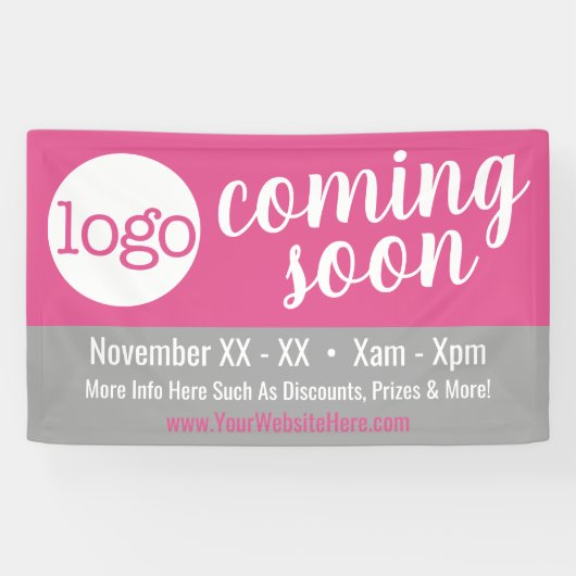 Binnenkort reclame - Logo en details toevoegen Spandoek (Horizontaal)