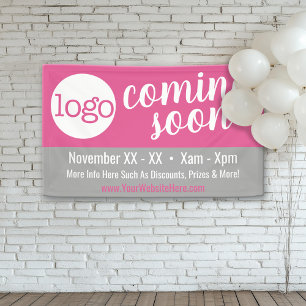Binnenkort reclame - Logo en details toevoegen Spandoek
