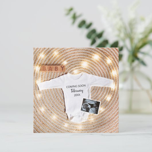 Binnenkort Sonogram Echografie Zwangerschap Aankondiging (Staand voorkant)