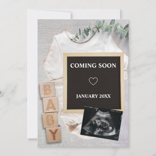 Binnenkort Sonogram foto zwangerschap aankondiging (Voorkant)