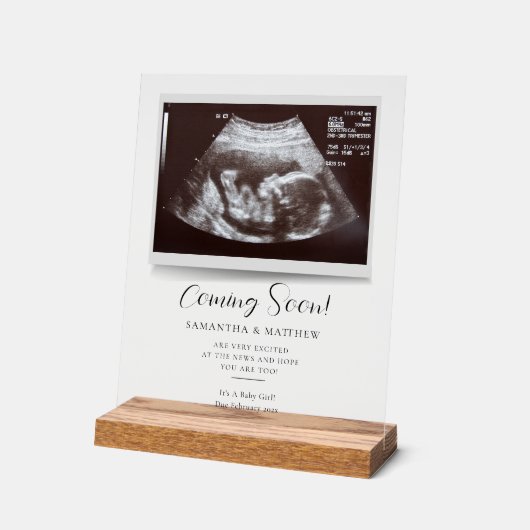 Binnenkort Sonogram zwangerschapsaankondiging Acryl Bord (Hoek)