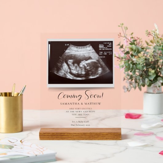 Binnenkort Sonogram zwangerschapsaankondiging Acryl Bord (Huwelijk)