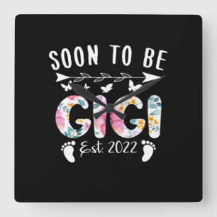 Binnenkort te Gigi EST 2022 Floral New Grandma Vierkante Klok