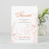 Binnenkort te huwen botanische kunst gladiolus ora save the date (Staand voorkant)