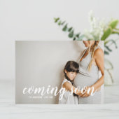 Binnenkort te ontvangen Fotoaankondiging Zwangersc Aankondiging (Staand voorkant)