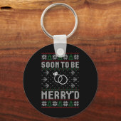 Binnenkort te trouwen met Merry's Kerstbruid Groom Sleutelhanger (Voorkant)