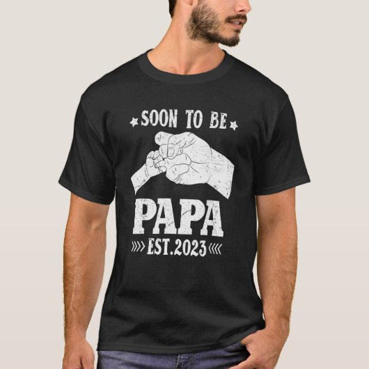 Binnenkort te worden Papa EST 2023 zwangerschap aa T-shirt (Voorkant)
