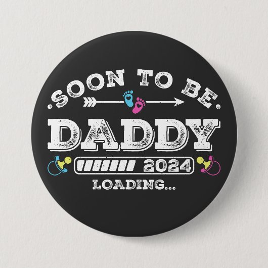 Binnenkort te zijn Daddy 2024 laden ronde Ronde Button 7,6 Cm (Voorkant)