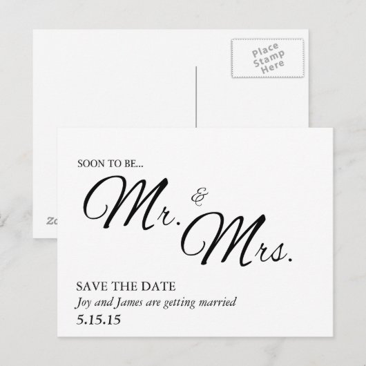 Binnenkort te zijn Mr & Mrs Save the Date Briefkaa Aankondigingskaart (Voorkant / Achterkant)
