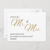 Binnenkort te zijn Mr & Mrs Save the Date Briefkaa Aankondigingskaart (Voorkant / Achterkant)