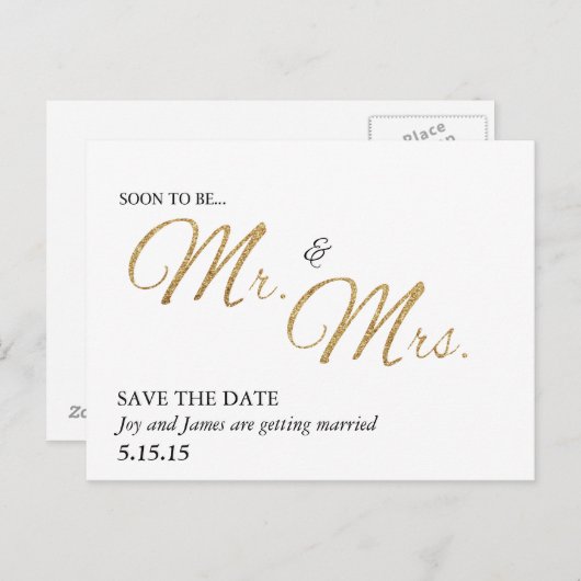 Binnenkort te zijn Mr & Mrs Save the Date Briefkaa Aankondigingskaart (Voorkant / Achterkant)