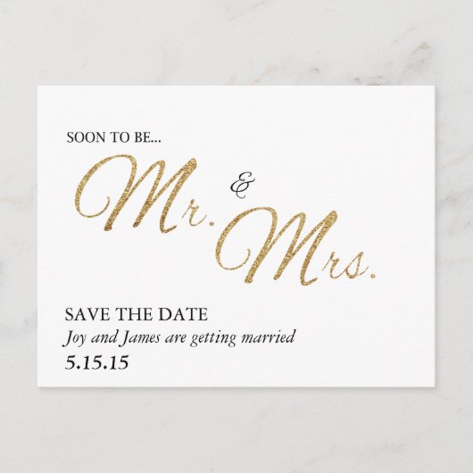 Binnenkort te zijn Mr & Mrs Save the Date Briefkaa Aankondigingskaart (Voorkant)