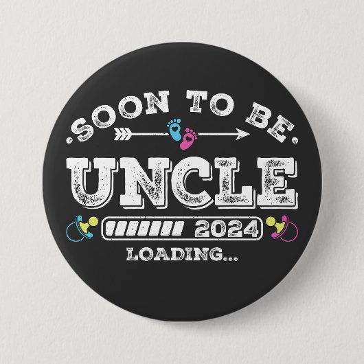 Binnenkort te zijn oom 2024 laden ronde button 7,6 cm (Voorkant)