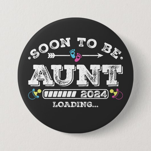Binnenkort te zijn tante 2024 laden ronde ronde button 7,6 cm (Voorkant)