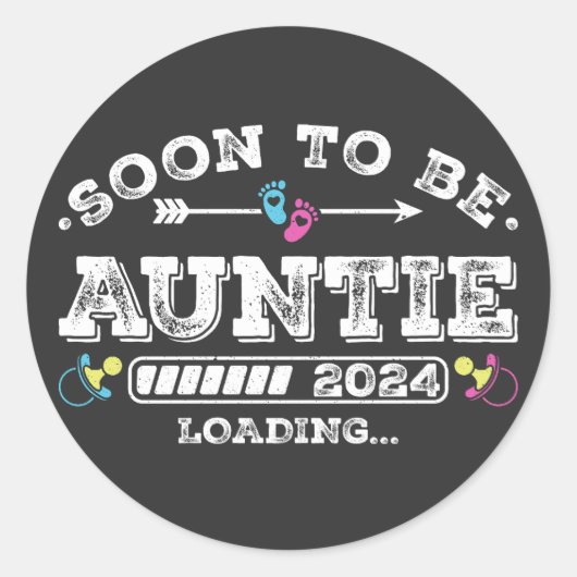 Binnenkort te zijn tante 2024 Laden Ronde Sticker (Voorkant)
