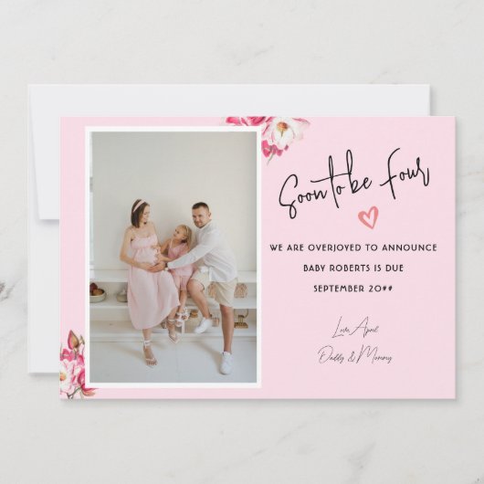 Binnenkort te zijn vier 2 foto's zwangerschap aank aankondiging (Voorkant)