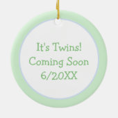 Binnenkort tweeling binnenkort aangekondigd keramisch ornament (Achterkant)