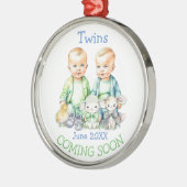 Binnenkort tweeling binnenkort aangekondigd metalen ornament (Links)