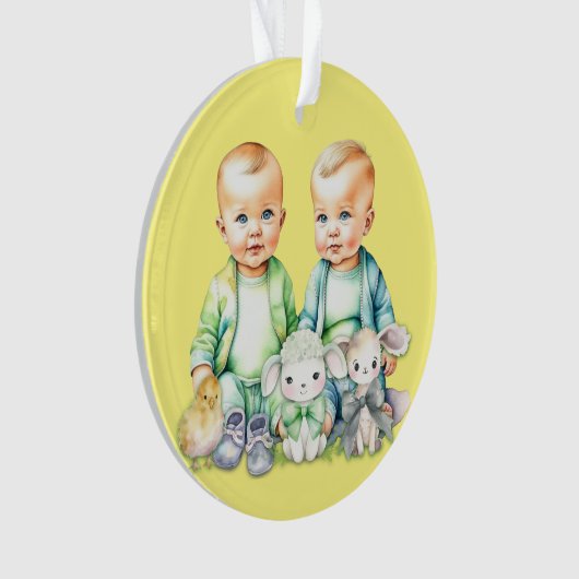 Binnenkort tweeling binnenkort aangekondigd ornament (voorkant)