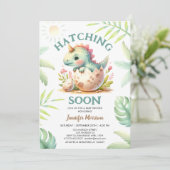 Binnenkort uitkomen! Schattige Dino Dinosaur Meisj Kaart (Staand voorkant)