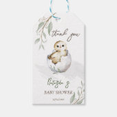 Binnenkort uitkomen vogellente baby shower gunst cadeaulabel (Voorkant)