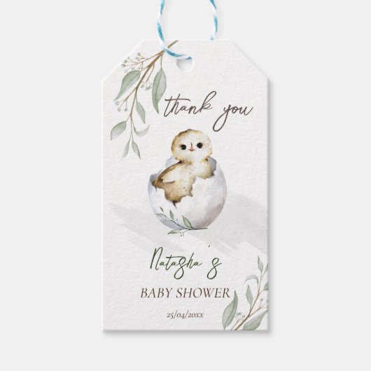 Binnenkort uitkomen vogellente baby shower gunst cadeaulabel (Voorkant)