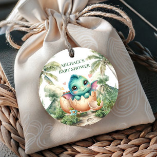 Binnenkort Uitkomend Blauw Dino Baby Shower Favor  Bedankjes Labels