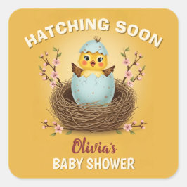 Binnenkort Uitkomende Kuikentje Baby Shower Vierkante Sticker