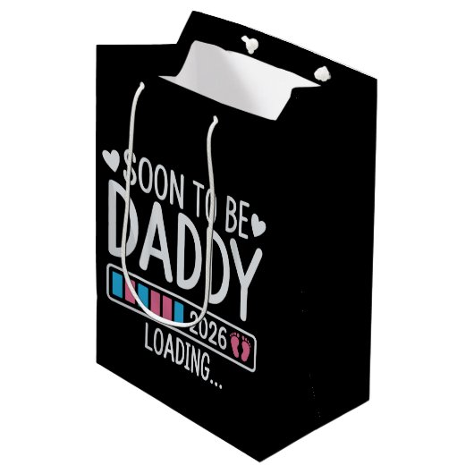 Binnenkort Vader 2026 Zwangerschap aankondiging Medium Cadeauzakje (Voorkant Gekanteld)