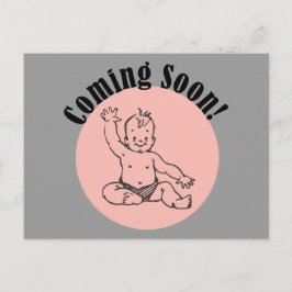 Binnenkort verkrijgbaar Baby in roze Briefkaart
