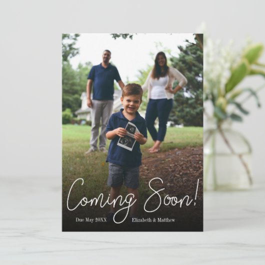 Binnenkort verkrijgbaar Foto's Zwangerschapskaart Kaart (Staand voorkant)
