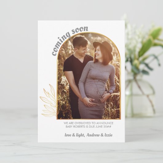 Binnenkort verkrijgbaar Gold Arch 2 Foto Zwangersc Aankondiging (Staand voorkant)