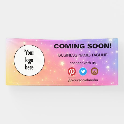 Binnenkort verkrijgbaar Minimale sociale media en Spandoek (Horizontaal)