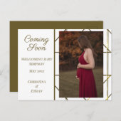 Binnenkort verkrijgbaar Moderne Minimale Zwangersc Aankondigingskaart (Voorkant / Achterkant)