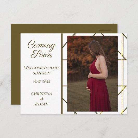 Binnenkort verkrijgbaar Moderne Minimale Zwangersc Aankondigingskaart (Voorkant / Achterkant)