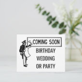 Binnenkort verkrijgbaar op huwelijksdag of partijr kaart (Staand voorkant)