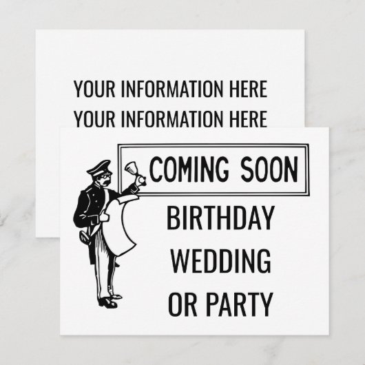 Binnenkort verkrijgbaar op huwelijksdag of partijr kaart (Voorkant / Achterkant)