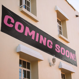 Binnenkort verkrijgbaar promotietekst in zwart en  spandoek