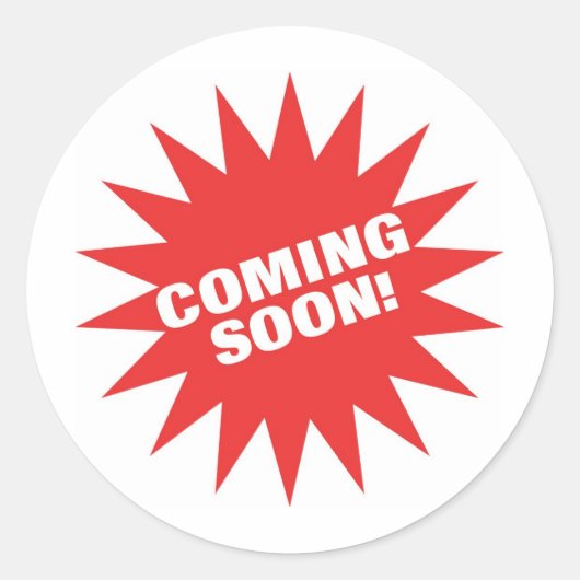Binnenkort verkrijgbaar ronde sticker (Voorkant)