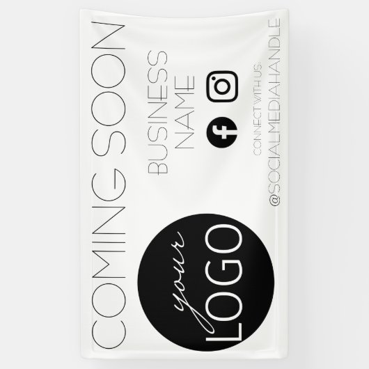 Binnenkort verkrijgbaar sociale media voor zakelij spandoek (Verticaal)