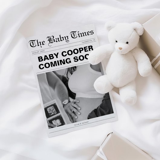 Binnenkort verschijnt Funny Newspaper zwangerschap Aankondiging