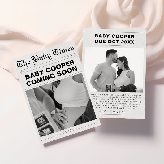 Binnenkort verschijnt Funny Newspaper zwangerschap Aankondiging
